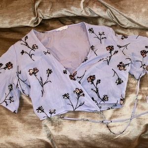 LUSH purple/lavender wrap crop top
